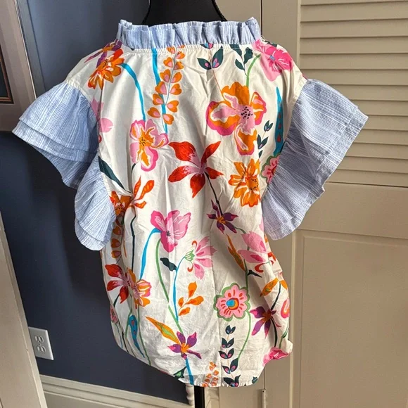 THML Multicolor Floral Ruffle Blouse - Picture 6 of 7